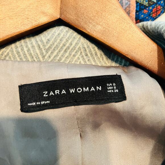 Zara Woman Empire Waist Trench Jacket Herringbone Mock Collar - S - Picture 4 of 4